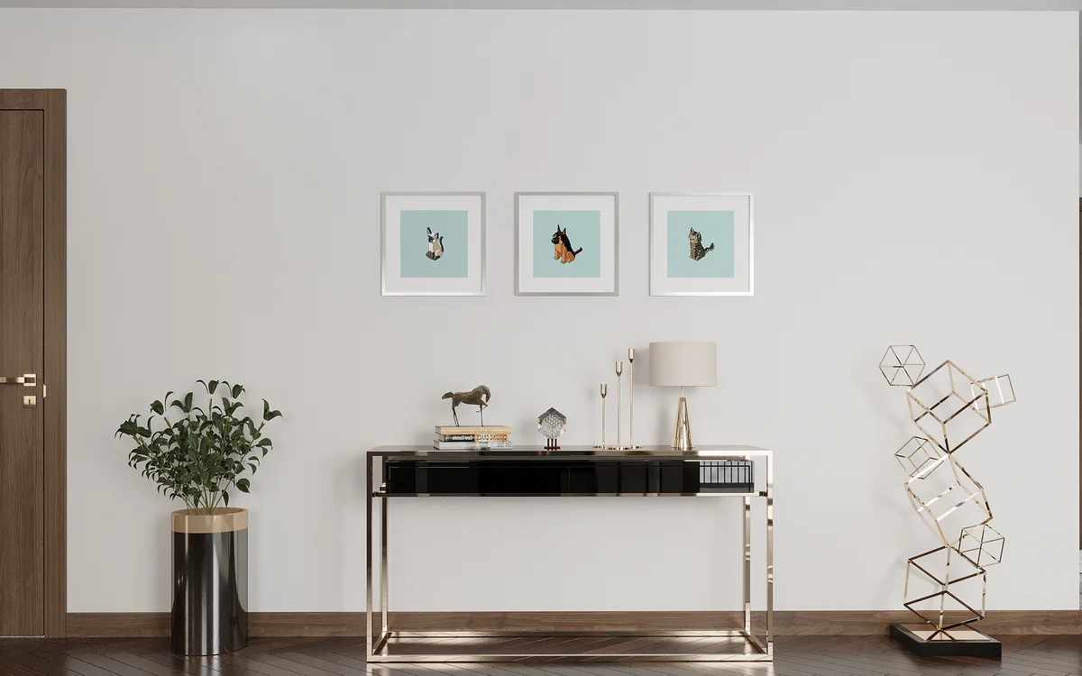 IsoPets 1-of-1 framed lithograph print and hand-drawn stipple